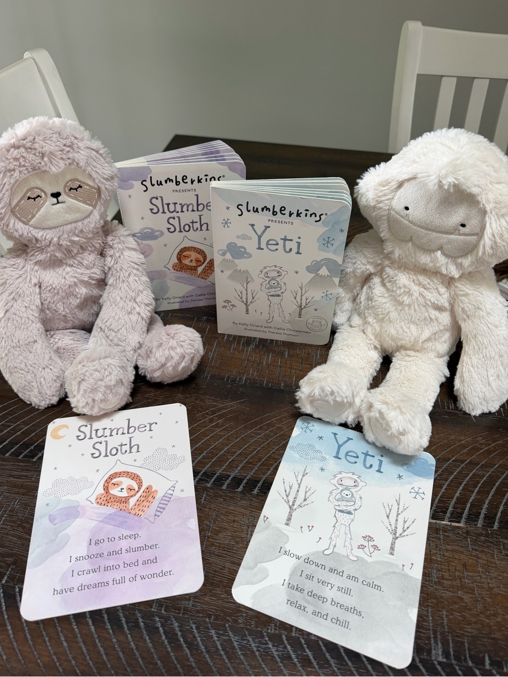 Slumberkins Slumber Sloth & Yeti Plush Bundle w/ Books & Affirmation Cards